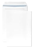 Netuno 250x Large White DIN C4 Envelopes 229x324mm 80g Promail with Blue Inner Printing Self-adhesive Strap Flap without Window Postal Business Envelopes for Documents Correspondence Bills