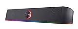 Trust Gaming Barra de Sonido con Iluminación RGB GXT 619 Thorne - Altavoces PC Gaming Estéreo 2.0, 12 W, Alimentación USB, 3,5 mm Jack, para PC, Ordenador Portátil, TV - Negro