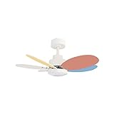Bilake Մանկական առաստաղի օդափոխիչ՝ լույսով և հեռակառավարմամբ | Գունագեղ և սպիտակ օդափոխիչի անաղմուկ DC շարժիչ 6 արագությամբ Rainbow
