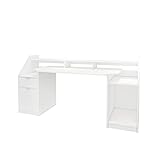 שולחן מחשב ML-Design 179,8 x 90,6 ס"מ שולחן עץ לבן עם מקום אחסון עם דלת מגירה ומדפים פתוחים שולחן עבודה ריהוט משרדי מחשב נייד ללימודים