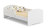 KOBI Cama Infantil LUK 140x70 en Juego con barandilla, colchón, Estructura, para niña y niño, para habitación Infantil