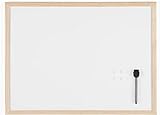 Bi-Office Budget - Pissarra blanca magnètica amb marc de fusta de pi, 60 x 45 cm