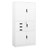 vidaXL Office Cabinet Files Cabinet Drawer Storage Files Documents Universal Steel Organizer ສີຂາວ 90x40x180 cm