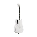 LAVA ME 2 Guitarra de fibra de carbon con efectos Guitarra Acústica Eléctrica de Viaje con bolsa Picks y Cable de carga (FreeBoost, Blanco, 36 Inch)