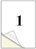 Біла клейка наклейка формату A4, NefLaca 100 аркушів, по 1 на аркуші 210 x 297 мм, клейка папір для друку, наклейка, папір для друку клейкої поштової етикетки формату A4 для копіювального апарату, принтера