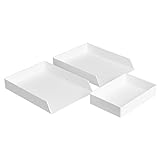 Amazon Basics Paquete de organizadores de plástico, bandeja para cartas (paquete de 2) y bandeja para accesorios, blanco