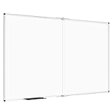 VIZ-PRO Grand tableau blanc effaçable à sec/tableau blanc pliant magnétique, 60" x 48", cadre en aluminium argenté