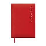 Agenda Anual 2023 - Organizador Semanal - Cada Día Una Página - Tamaño 15 x 21 cm - Modelo Brasilia - Color Rojo - Hojas Color Ahuesado - Planificador Mensual Portable - Dohe