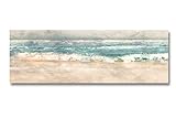 Fajerminart lærredsmaleri - Ocean Waves Green Sea Canvas Seascape Canvas Painting, Dekorative lærred Egnede soveværelsesbilleder, moderne stueindretningsbilleder 50x150cm (uden ramme)