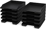 A4 黑色文件托盤 - 可堆疊辦公桌收納 - 塑膠辦公托盤 - 紙文件櫃 - 郵件籃 - 35x25x5,2 cm