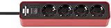 Brennenstuhl Ecolor regleta enchufes con 4 tomas corriente (cable de 1,5 m, con interruptor) color rojo/negro