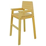Trona infantil de madera maciza de haya, color nogal, para mesa de comedor, silla alta para niños, estable y fácil de limpiar, muchos colores posibles.