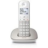 Philips XL4901S/23 - Teléfono Fijo Inalámbrico, Pantalla 1,9'', Altavoz Integrado, Manos Libres, Identificador de Llamadas, Teclado Retroiluminado, Marcación Directa - Blanco (Compatible: ES, IT)