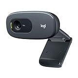Logitech C270 Webcam HD, 720p/30fps, Video Llamadaso HD Amplio Campo Visual, Corrección de Iluminación, Micrófono Reductor de Ruido, Skype, FaceTime, Hangouts, WebEx, PC/Mac/Portátil/Macbook/Tablet