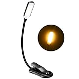 Lampe de lecture de livre LITOM 10 LED avec 3 modes de luminosité (lumière chaude et froide), lampe de livre rechargeable avec durée de 15 h, lampe de lecture de livre flexible à 360 ° avec pince solide
