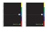 Oxford Black N'Colours，A4+ 筆記本，微孔，特硬封面，100 張，5 x 5 網格，每包 2 本筆記本，5 個標籤