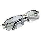 WHCREAT Men's Photochromic Polarized Sunglasses for Driving Outdoor Sport with Ultralight AL-MG Frame - Metallic Gray Frame Gray Lens