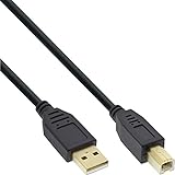 InLine 34550S - Cable USB 2.0 (Conector A a Conector B, 10 m, Conectores Dorados), Color Negro