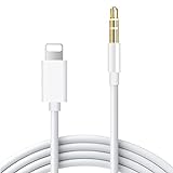 unnderwiss Auxiliar Coche para iPhone, [MFi Certificado] Cable Audio de Lightning a Jack 3.5mm Adaptador Auricular Estéreo Compatible con iPhone 14/13/12/11/XS/XR/8/7,Bianco, 1M