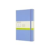 Moleskine — Классический блокнот с чистыми листами, твердой обложкой и эластичной застежкой, большой размер 13 x 21 см, синяя гортензия, 240 страниц