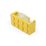 Tape Dispenser, AMONENZ Yellow Adhesive Tape Dispenser, Transparent tape dispenser in shape of building blocks, ເຫມາະສໍາລັບ desks, ຮ້ານອາຫານ, florists