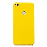 cuzz Funda para Huawei P8 Lite (2017)+(Protector de Pantalla de Vidrio Templado) Carcasa Silicona Suave Gel Rasguño y Resistente Teléfono Móvil Cover-Amarillo