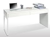 Bureau Habitdesign avec 2 tiroirs, table de bureau, table de bureau, modèle tactile, couleur blanche Artik, dimensions: 138 cm (largeur) x 50 cm (profondeur) x 75 cm (hauteur)