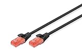DIGITUS Cable LAN Cat 6-1m - Cable de Red RJ45 - UTP sin apantallar - Compatible con Cat-6A y Cat-5e - Negro