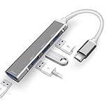 Hub USB C 4 en 1 Mini Portable USB C to USB Adaptador Hub Multipuerto Adaptador para MacBook Air, MacBook Pro, XPS y más USB Tipo C Gris