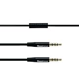 PowerLocus Cables de Conector Jack, 3.5mm Cable de Audio Jack, Cable Auxiliar Estéreo con Micrófono para Auriculares, Cascos Bluetooth, PS4, TV, Xbox, PC (Negro)
