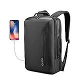 Amazon Brand - Eono Mochila para portátil empresarial de 15,6 pulgadas con puerto de carga USB, mochila impermeable de gran capacidad para viajes de cercanías - Negro
