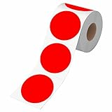 500 pegatinas de inventario rojas redondas, etiquetas de codificación de color de puntos circulares con línea de perforación en un rollo (7.6 cm de diámetro)