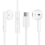 Auriculares USB Tipo C, In-Ear Sonido Estéreo con Micrófono y Control de Volumen para Huawei P40/P30/Mate 40/30, iPad Pro 2018/2020, Samsung, Google Pixel, OnePlus y más, Blanco