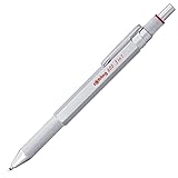 rOtring 600 многоцветная шариковая ручка и механический карандаш 3 в 1 | 2 ручки Fineliner (черные и красные чернила) | 1 механический карандаш (грифель 0,5 мм) | серебряное тело