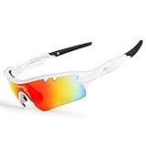 Inbike Gafas de Sol Polarizadas Para Ciclismo con 5 Lentes Intercambiables Uv400 y Montura de Tr-90, Gafas Para Mtb Bicicleta Montaña 100% de Protección Uv(Blanco)