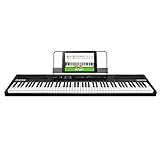 Alesis Recital - Teclado de Piano Digital Eléctrico con 88 Teclas semi-contrapesadas de Tamaño Completo, Fuente de Alimentación, Altavoces Incorporados y 5 voces, Color Negro