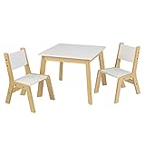 KidKraft- Mesa con 2 sillas de madera y blanca, para sala de juegos infantil / muebles de dormitorio, Color Blanco (27025)