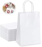 30 hvide Kraftpapirposer med håndtag, 15x8x21cm Hvid indkøbsgavepose, med snoede håndtag, gaveposer, indkøbspose/gaveemballage til fødselsdag, jul, bryllup