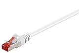 Cable CAT 6 Cable de red LAN para Gigabit Ethernet Cable de conexión blindado S-FTP con conector RJ45, 30 metro, blanco