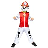 amscan 9909115 Marshall - Disfraz de Patrulla Canina de 3 a 4 años, niños, rojo, blanco y negro