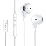 AGPTEK Auriculares USB Tipo C In-Ear Sonido Estéreo con Micrófono y Control de Volumen para Huawei P30/P20/Mate20, Xiaomi Mi 5/6/8/9, Blanco