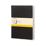Moleskine QP322 - Sæt med 3 ekstra store firkantede notesbøger, sort: Extra Large (Moleskine Cahier)