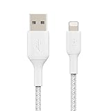 Belkin Cable Lightning Trenzado (Cable Lightning a USB Boost Charge para iPhone, iPad y AirPods, Cable de Carga para iPhone con Certificación MFi) 2 m, Blanco