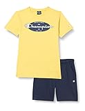 Champion Legacy Graphic Shop C S/S Camiseta y Pantalones Cortos Completo, (Amarillo Ocre/Azul Marino), 11-12 Years para Niños