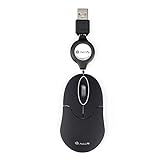 NGS SIN Black - Ratón Óptico 1000dpi con Cable Retráctil USB, Ratón para Ordenador o Portátil con 2 Botones, Ambidiestro