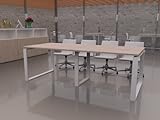 Стіл OFICIT 240x100 з металевою конструкцією білого закритого каркасу та меламіновою стільницею ідеально підходить для переговорних кімнат, нарад, конференцій (дуб)