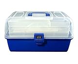 Lunar Box, bandejas de artes, manualidades y caja de costura, 3 bandejas con compartimentos divisorios ajustables (azul)