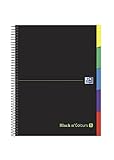 Oxford, A4 5x5 Grid Notebook, Extra Hard Cover, 100 Microperforated Sheets, 5 Divider Tabs, Black Color