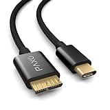 PAXO 0.3m Nylon USB C-MICRO USB 3.1 (USB 3.0) Cable de disco duro, 5Gbit/s, cable de disco duro USB, cable de datos, cable de carga negro, USB C macho a Micro B macho