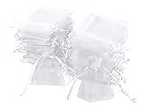 Carehabi - 100 bolsas de regalo de organza de lavanda, color blanco, 7 x 9 cm, para joyas, preferencias de boda